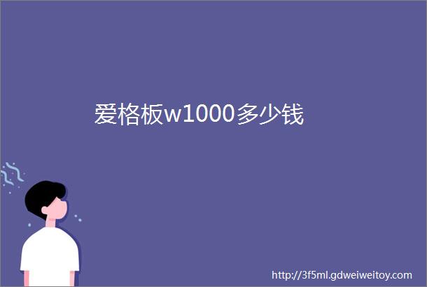 爱格板w1000多少钱